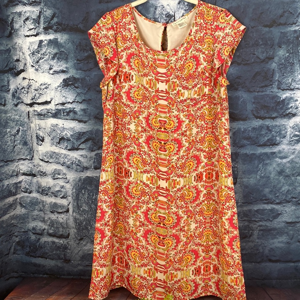Artisan Floral Flowy Bright Multi Cottage core Dress